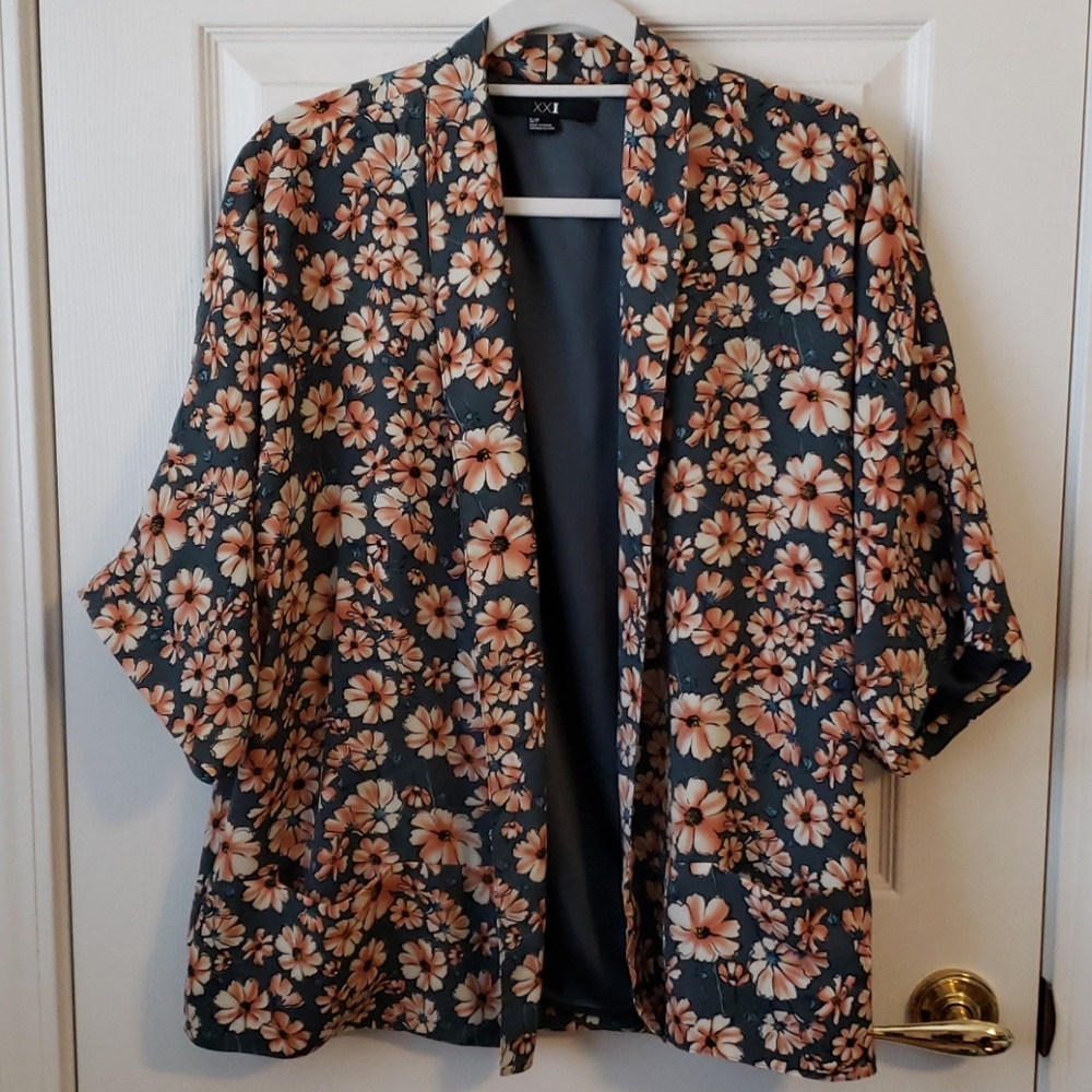 F21 Floral Kimono Jacket